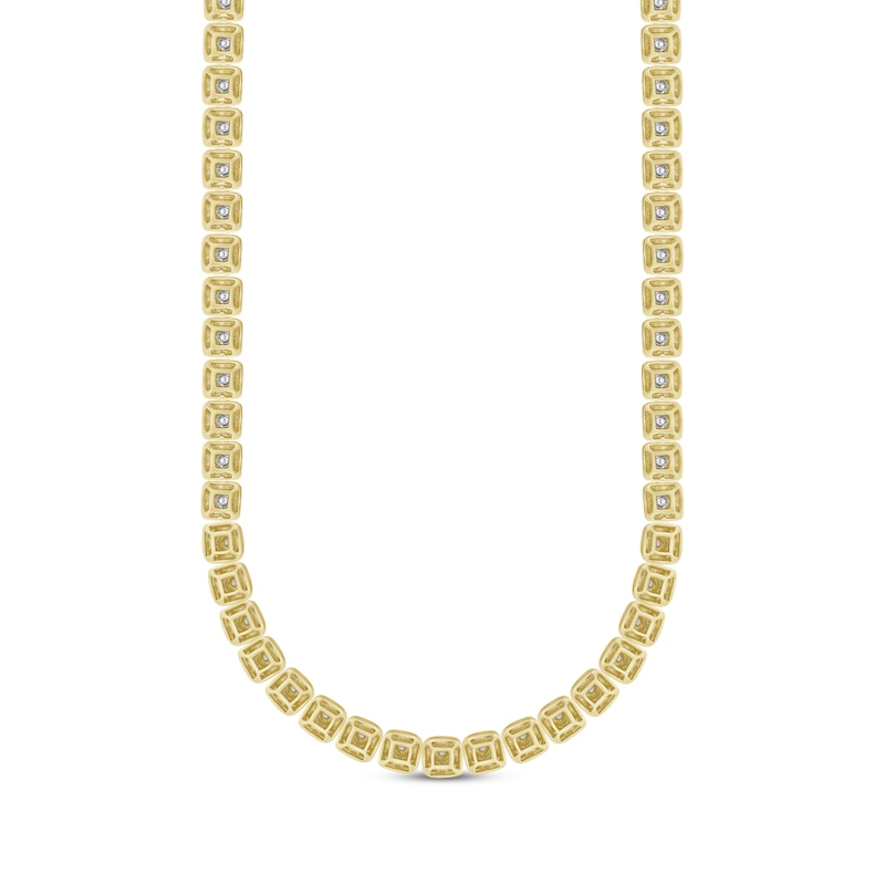 Men's Multi-Diamond Cupped Link Necklace 3-1/2 ct tw 10K Yellow Gold 20"
