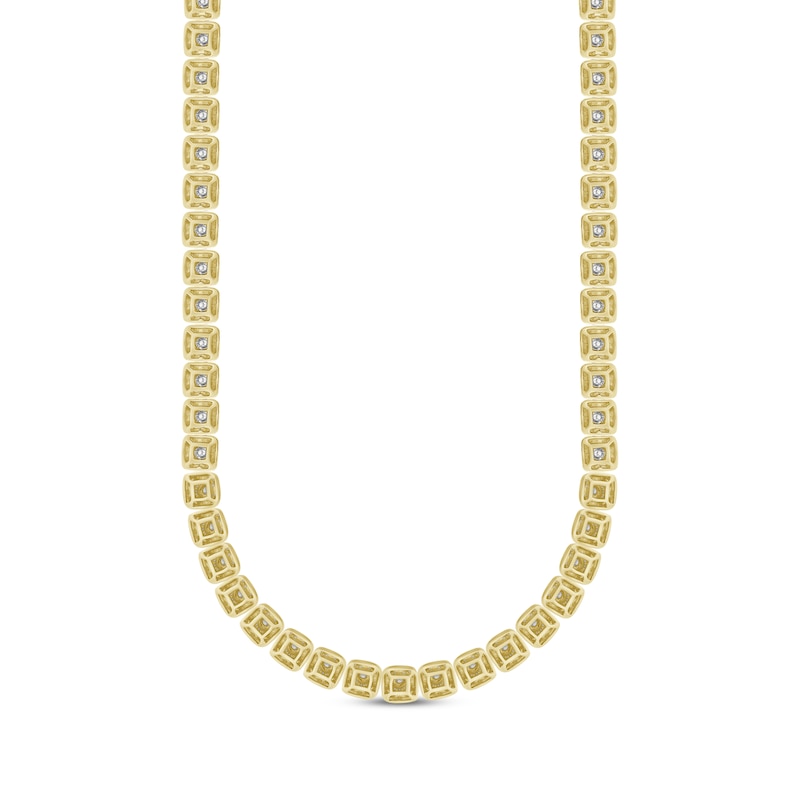 Main Image 4 of Men's Multi-Diamond Cupped Link Necklace 3-1/2 ct tw 10K Yellow Gold 20&quot;