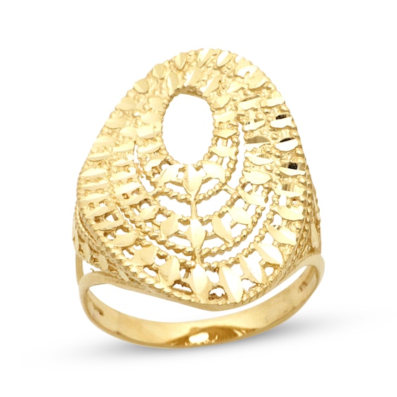 Italian Brilliance Diamond-Cut Swirl Ring 14K Yellow Gold - Size 7