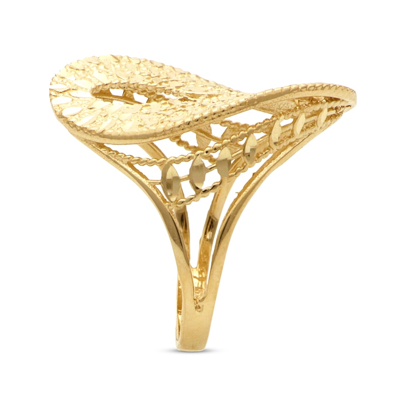 Italian Brilliance Diamond-Cut Swirl Ring 14K Yellow Gold - Size 7