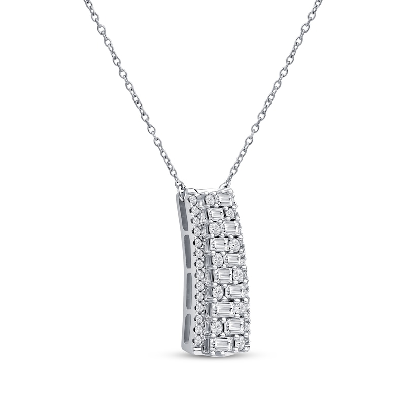 Lab-Created Diamonds by KAY Baguette & Round-Cut Ladder Necklace 5/8 ct tw 14K White Gold 18"