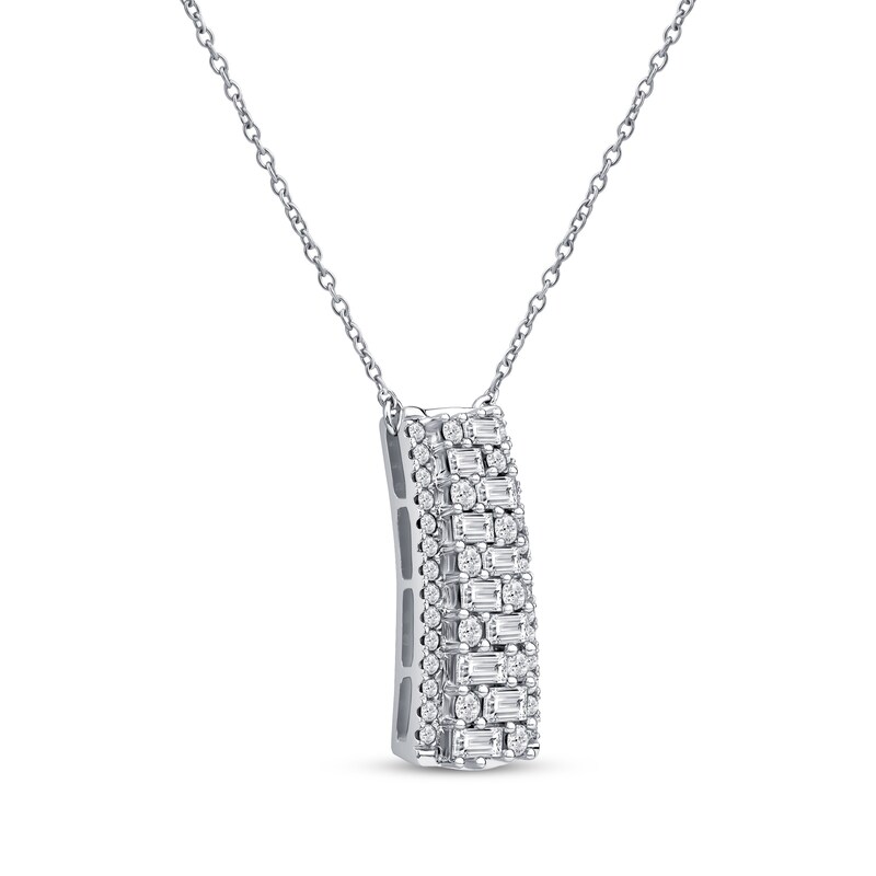 Main Image 2 of KAY Lab-Grown Diamonds Baguette & Round-Cut Ladder Necklace 5/8 ct tw 14K White Gold 18&quot;