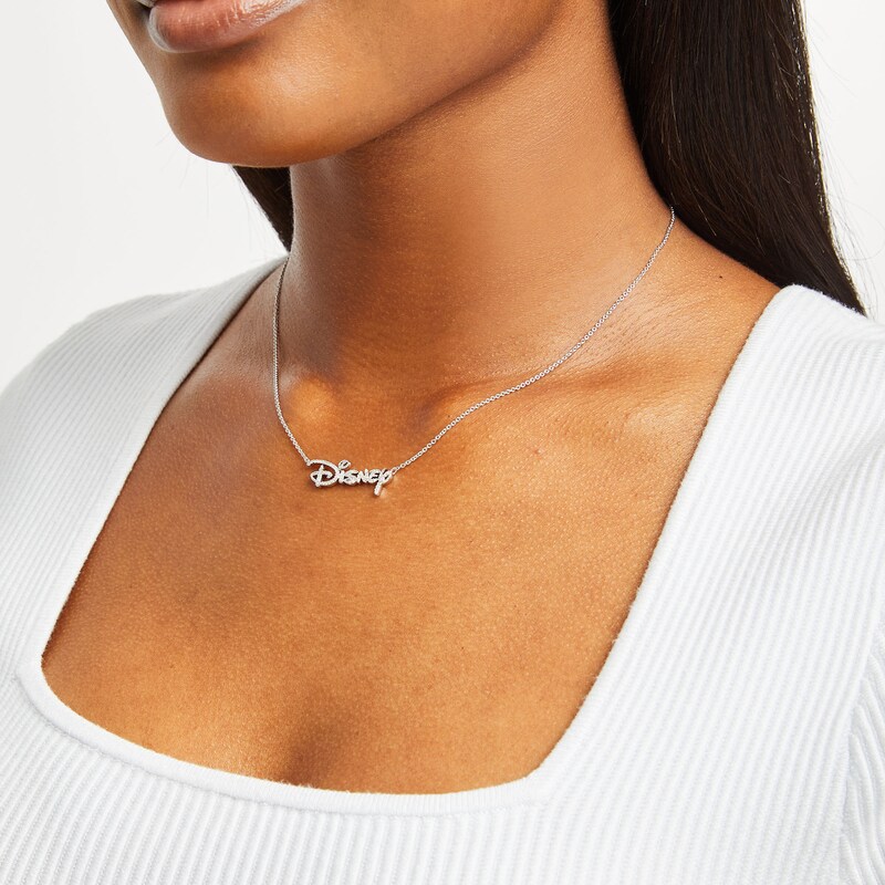 Main Image 2 of Disney Treasures Diamond &quot;DIsney&quot; Logo Necklace 1/6 ct tw Sterling Silver 17&quot;