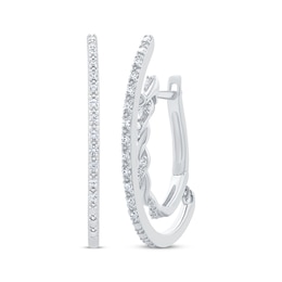 Unstoppable Love Diamond Twist Double Hoop Earrings 1/5 ct tw Sterling Silver
