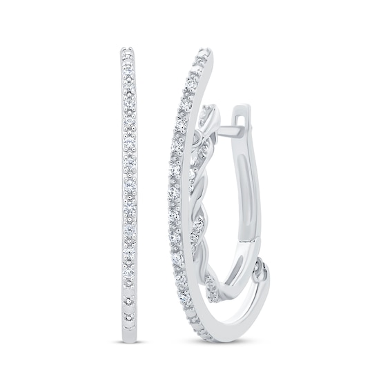 Unstoppable Love Diamond Twist Double Hoop Earrings 1/5 ct tw Sterling Silver