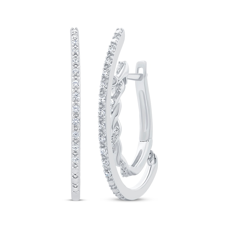 Main Image 1 of Unstoppable Love Diamond Twist Double Hoop Earrings 1/5 ct tw Sterling Silver