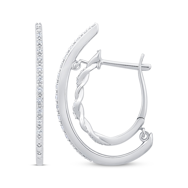 Main Image 3 of Unstoppable Love Diamond Twist Double Hoop Earrings 1/5 ct tw Sterling Silver