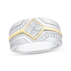 Thumbnail Image 1 of Men's Square-Cut Diamond Quad Wedding Band 1 ct tw 10K Two-Tone Gold