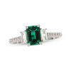 Thumbnail Image 0 of Emerald-Cut Lab-Created Emerald & White Lab-Created Sapphire Ring Sterling Silver