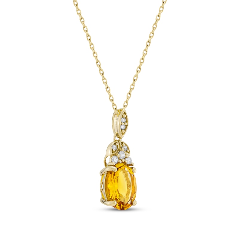 Main Image 2 of Oval-Cut Citrine & Diamond Necklace 1/10 ct tw 10K Yellow Gold 18&quot;