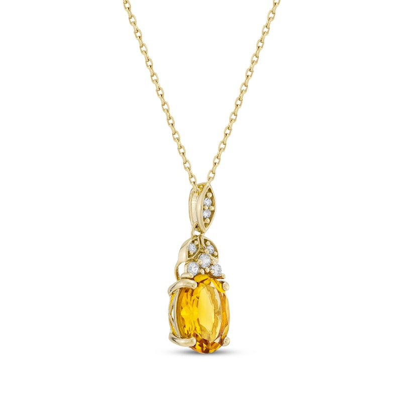 Oval-Cut Citrine & Diamond Necklace 1/10 ct tw 10K Yellow Gold 18"