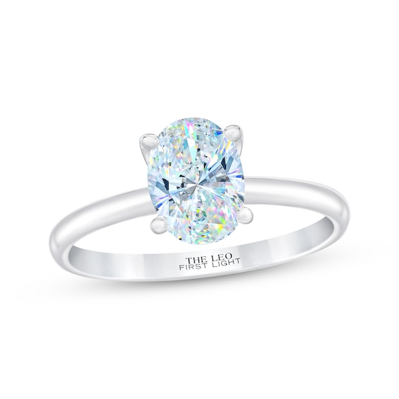THE LEO First Light Diamond Oval-Cut Solitaire Engagement Ring -/ ct tw 14K White Gold