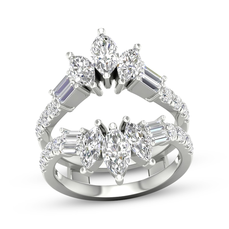 Main Image 1 of Lab-Grown Diamonds Marquise & Baguette-Cut Enhancer Ring 2-1/2 ct tw 14K White Gold
