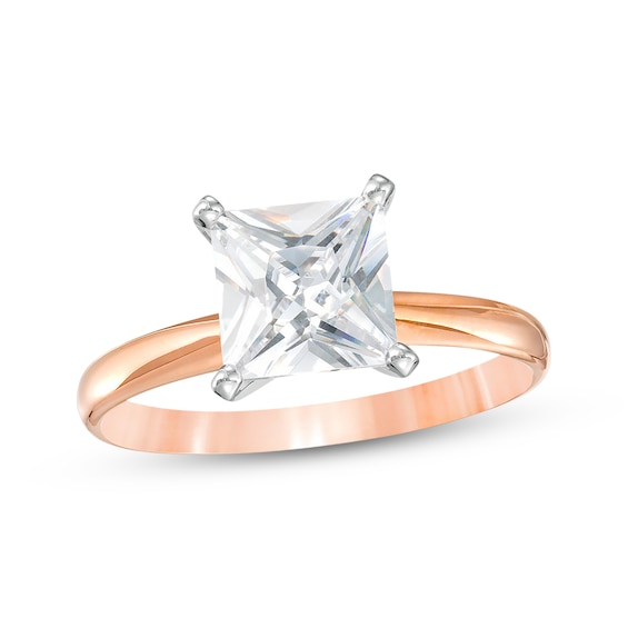 Certified Princess-Cut Diamond Solitaire Engagement Ring 1-1/2 ct tw 14K Rose Gold (I/I2)