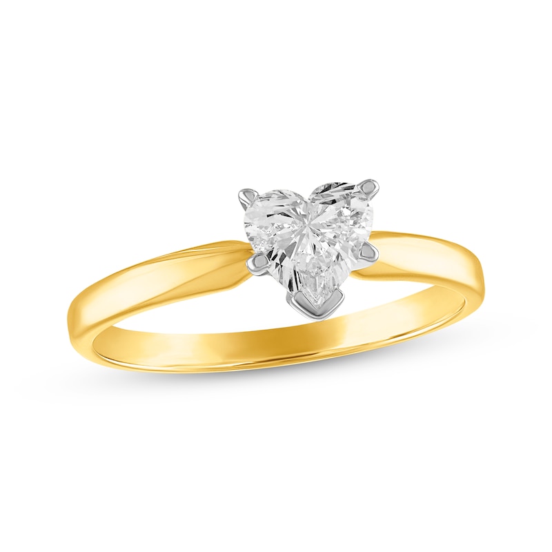 Heart-Shaped Diamond Solitaire Engagement Ring 1/2 ct tw 14K Yellow Gold (I/I2)