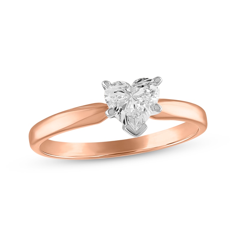 Heart-Shaped Diamond Solitaire Engagement Ring 1/2 ct tw 14K Rose Gold (I/I2)