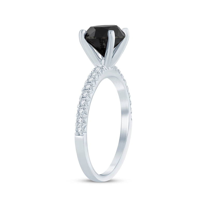 Round-Cut Black & White Diamond Engagement Ring 2-1/5 ct tw 14K White Gold