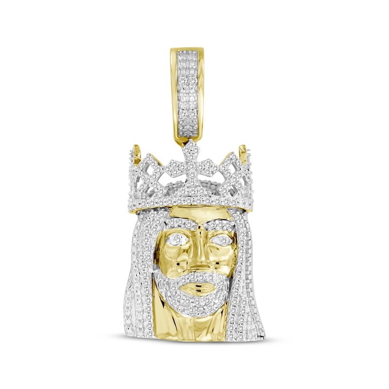 Main Image 1 of Men's Diamond Jesus with Crown Charm 1/5 ct tw 10K Yellow Gold