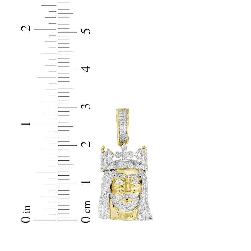 Main Image 2 of Men's Diamond Jesus with Crown Charm 1/5 ct tw 10K Yellow Gold