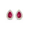 Thumbnail Image 2 of Greenland Rubies Collection Pear-Shaped Natural Ruby & Lab-Grown Diamond Earrings 1/4 ct tw 14K Yellow Gold