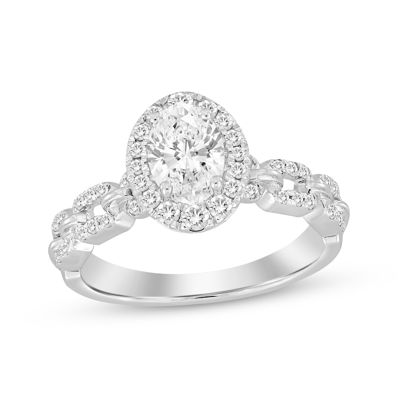 Linked Always Oval-Cut Diamond Halo Engagement Ring 1-1/4 ct tw 14K White Gold