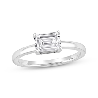 Now + Forever Lab-Grown Diamonds East West Emerald-Cut Solitaire Engagement Ring 1 ct tw 14K White Gold (F/SI2)