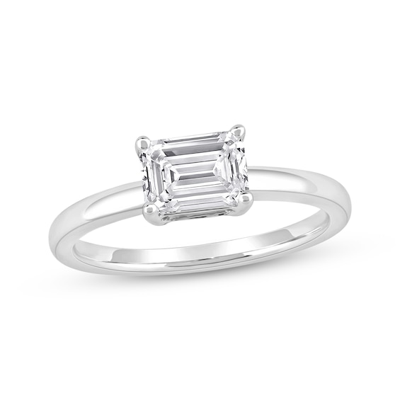 Now + Forever Lab-Grown Diamonds East West Emerald-Cut Solitaire Engagement Ring 1 ct tw 14K White Gold (F/SI2)