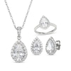 Thumbnail Image 1 of Pear-Shaped White Lab-Created Sapphire Halo Gift Set Sterling Silver