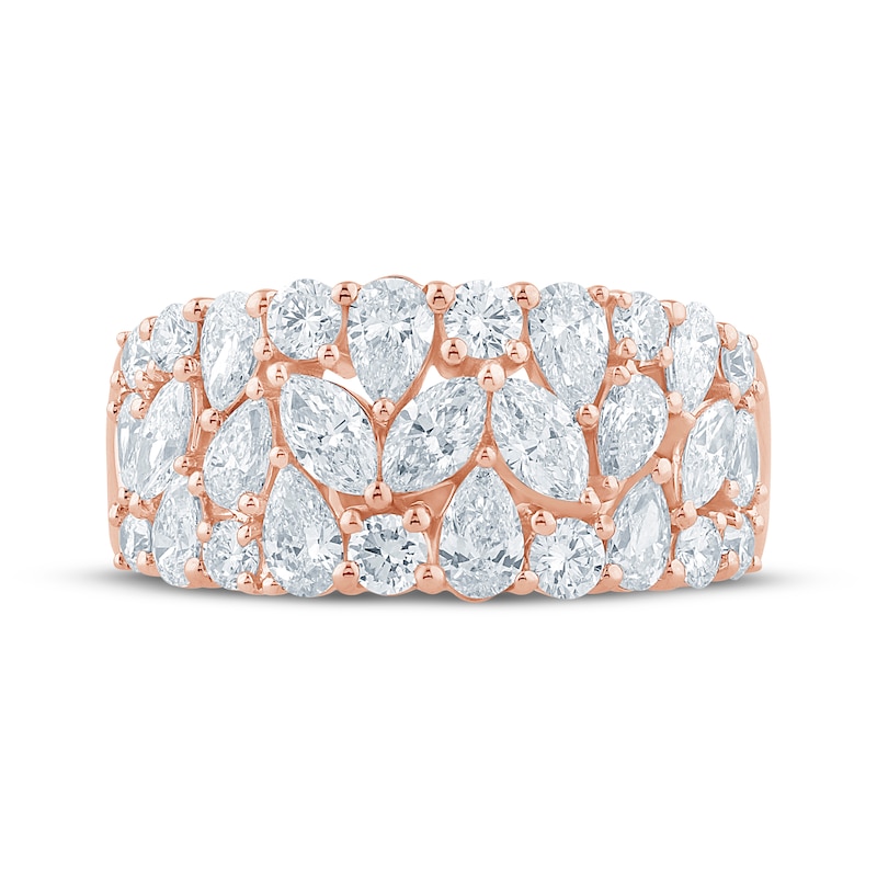 Monique Lhuillier Bliss Marquise, Pear & Round-Cut Lab-Created Diamond Anniversary Ring 2 ct tw 18K Rose Gold