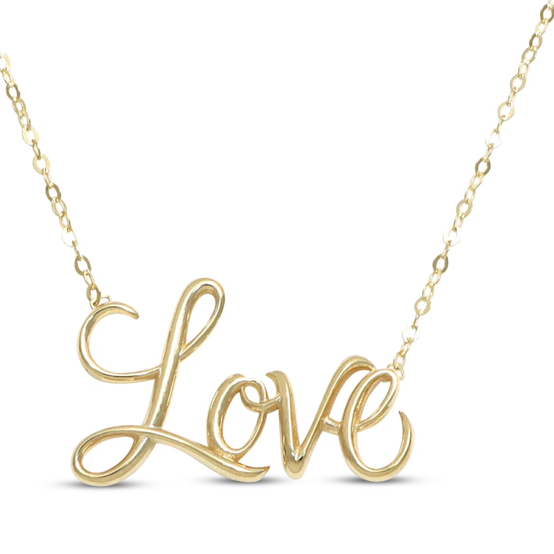 Script "Love" Necklace 10K Yellow Gold 18"