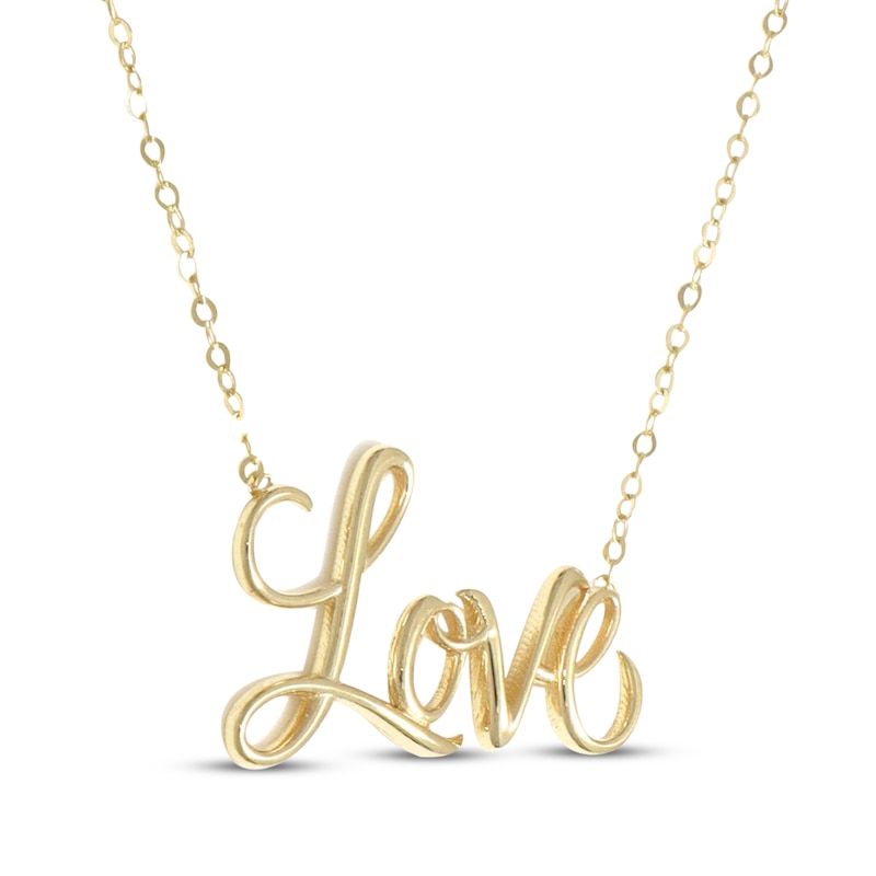 Script "Love" Necklace 10K Yellow Gold 18"