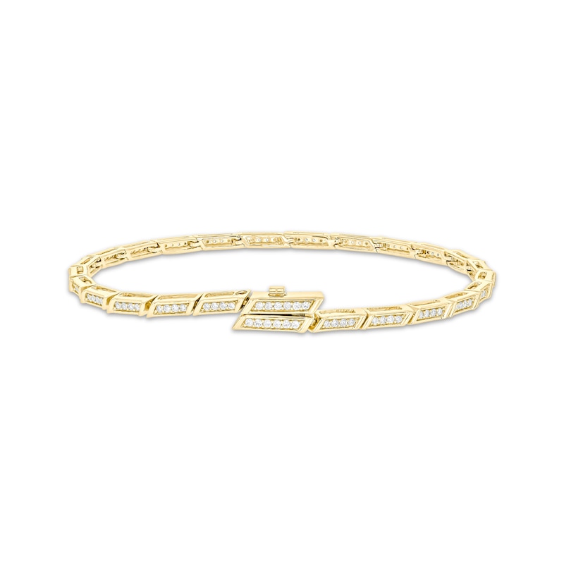 Diamond Link Bracelet with Magnetic Clasp 1/2 ct tw 10K Yellow Gold 7"