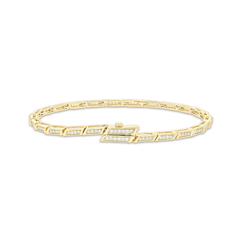 Main Image 1 of Diamond Link Bracelet with Magnetic Clasp 1/2 ct tw 10K Yellow Gold 7&quot;