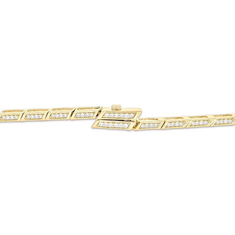 Diamond Link Bracelet with Magnetic Clasp 1/2 ct tw 10K Yellow Gold 7"