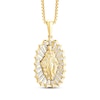 Thumbnail Image 1 of Men's White & Black Diamond Blessed Mother Diamond-Cut Necklace 1/6 ct tw 10K Yellow Gold 22&quot;