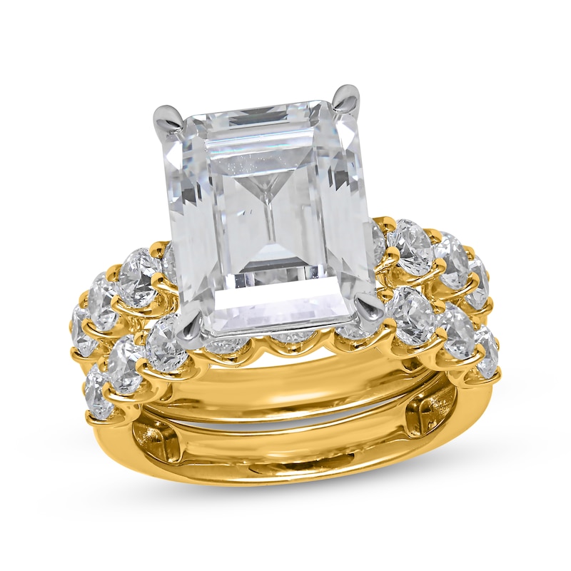 Main Image 1 of Now + Forever Lab-Grown Diamonds Emerald-Cut Bridal Set 7-7/8 ct tw 14K Yellow Gold