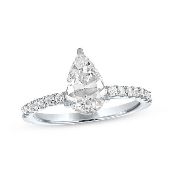 Now + Forever Lab-Grown Diamonds Pear-Shaped Engagement Ring 1-3/4 ct tw 14K White Gold