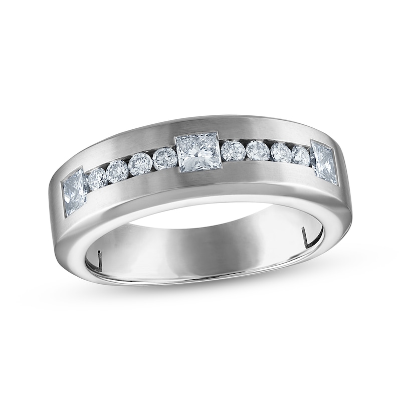 Main Image 1 of Now + Forever Men's Certified Square & Round-Cut Diamond Wedding Band 1 ct tw Platinum