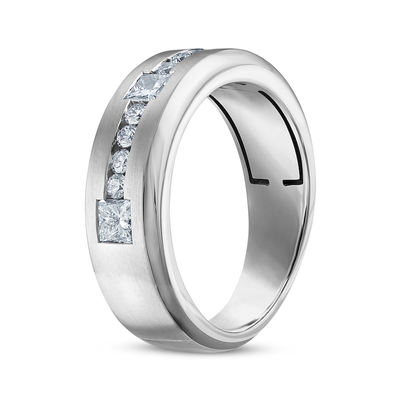 Main Image 2 of Now + Forever Men's Certified Square & Round-Cut Diamond Wedding Band 1 ct tw Platinum
