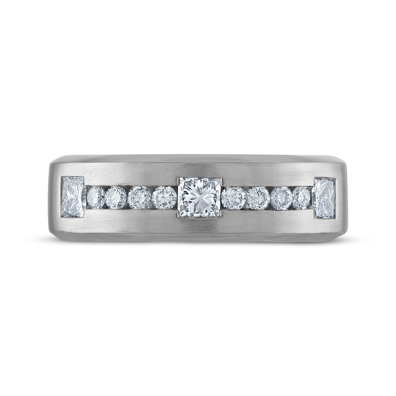 Main Image 3 of Now + Forever Men's Certified Square & Round-Cut Diamond Wedding Band 1 ct tw Platinum