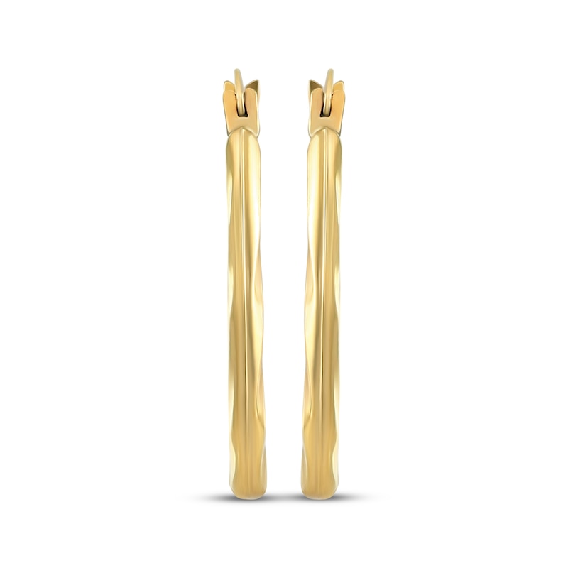 Main Image 2 of Hollow Oval Twist Hoop Earrings 20mm 14K Yellow Gold