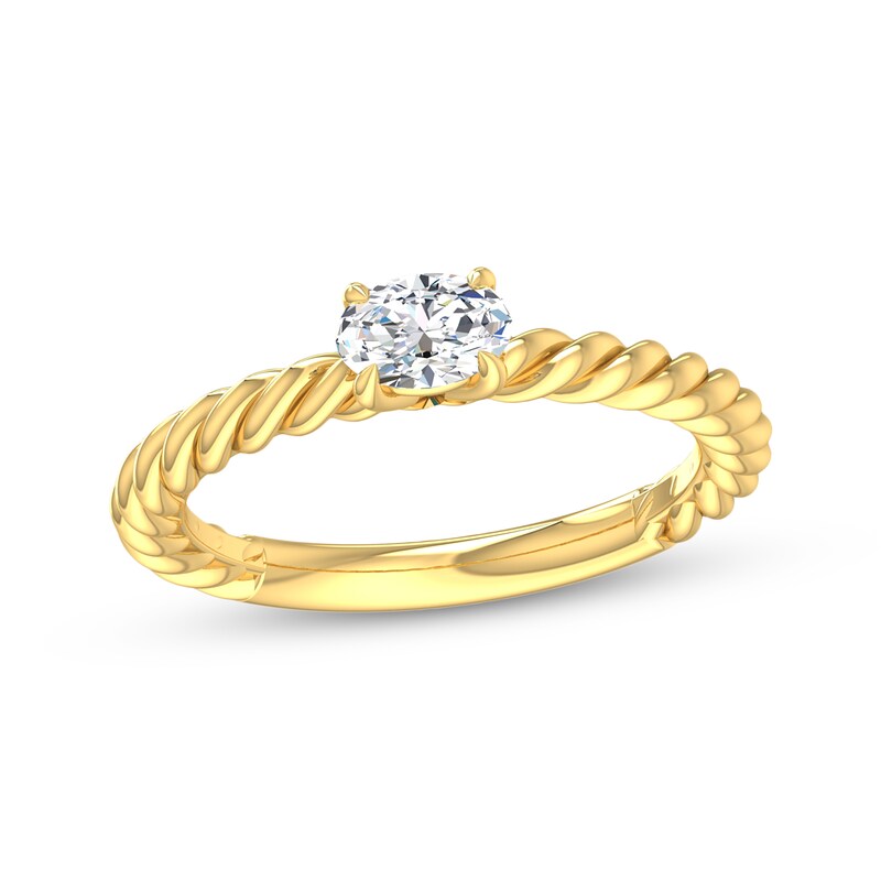 Main Image 1 of Now + Forever East West Oval-Cut Diamond Solitaire Rope Shank Engagement Ring 1/3 ct tw 14K Yellow Gold (I/I2)