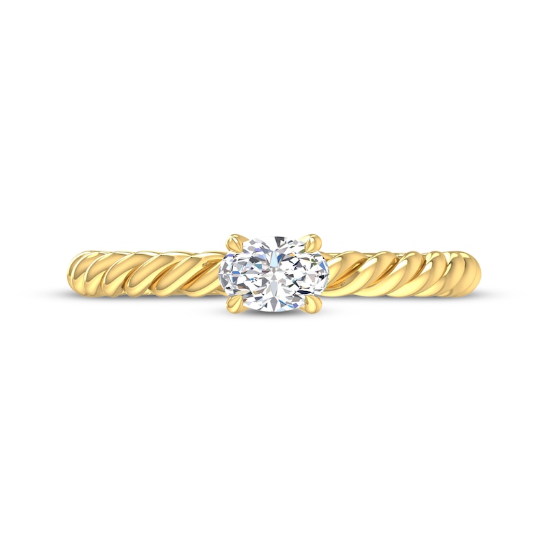 Main Image 4 of Now + Forever East West Oval-Cut Diamond Solitaire Rope Shank Engagement Ring 1/3 ct tw 14K Yellow Gold (I/I2)