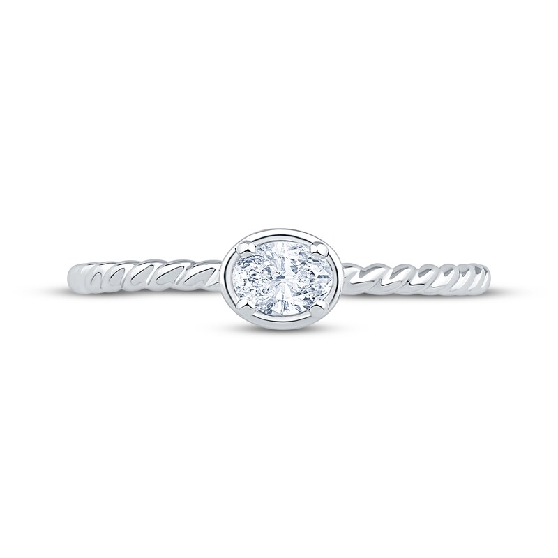 Main Image 3 of Now + Forever East West Oval-Cut Diamond Solitaire Rope Shank Engagement Ring 1/5 ct tw 14K White Gold (I/I1)