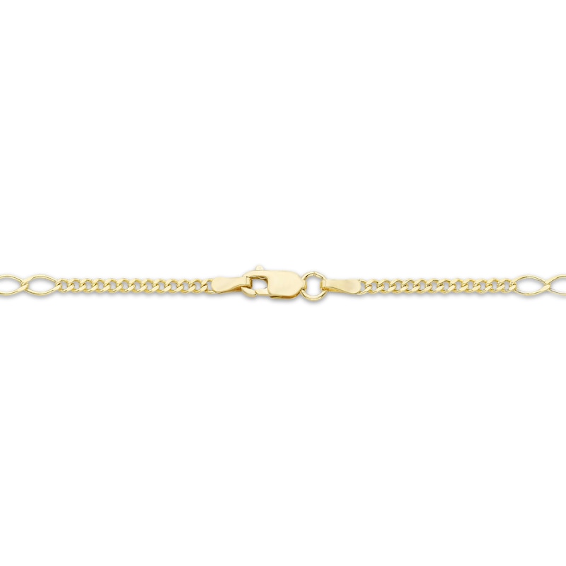 Main Image 2 of Curb Link Chain Station Necklace Solid 10K Yellow Gold 18"