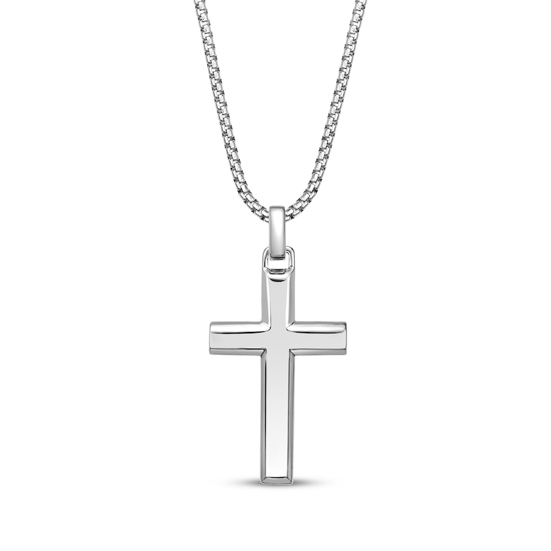 Main Image 3 of Men's Square-Cut Black Onyx Cross Necklace Sterling Silver 24&quot;