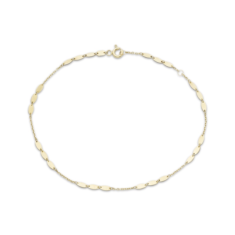 Main Image 1 of Mirror Disc Station Anklet Solid 10K Yellow Gold 10&quot;