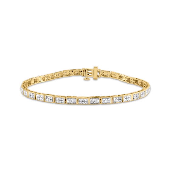Diamond Rectangle Link Bracelet 1/2 ct tw ct tw 10K Yellow Gold 7"