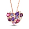 Thumbnail Image 1 of Le Vian Pretty in Pink Rhodolite Garnet, Amethyst & Pink Tourmaline Heart Necklace 1/3 ct tw Diamonds 14K Strawberry Gold 19&quot;