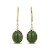 Thumbnail Image 2 of Oval Nephrite Jade & Diamond Drop Earrings 1/15 ct tw 14K Yellow Gold